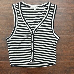 Antistar Black and White Striped Crop Top